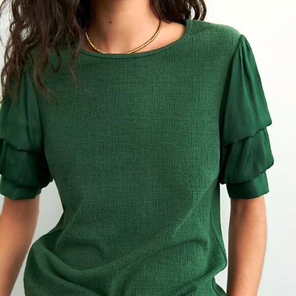 CURRENT AIR Green Katrijn Puff Sleeve Top Size XS - Picture 1 of 14